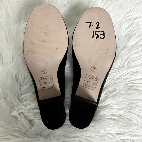 Sole Society Womens 6 Black Leather Carlotta Chunky Heel Mules Slip On - Picture 5 of 7
